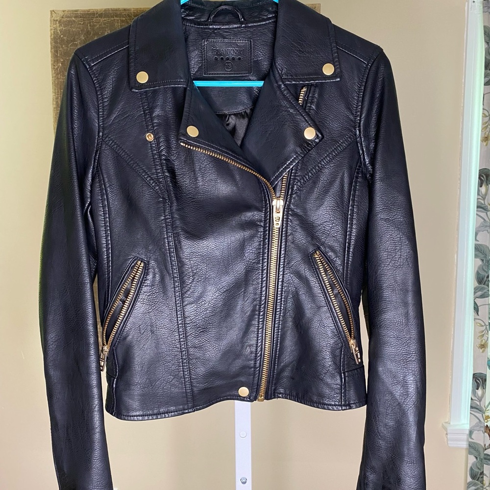 Blank NYC Vegan Moto Jacket Looks New Size XS Gold Tone Hardware Retail $125